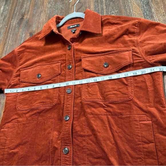 Madewell Oversized Twill shacket corduroy jacket rust red orange Small NWOT - Picture 5 of 9